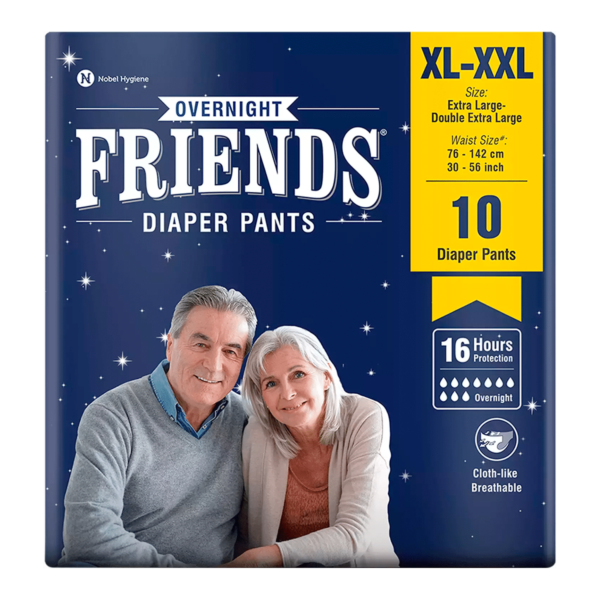 Friends Overnight Adult Diapers Pants Style - 10 Count (Xl-Xxl) Waist 30-56 Inch