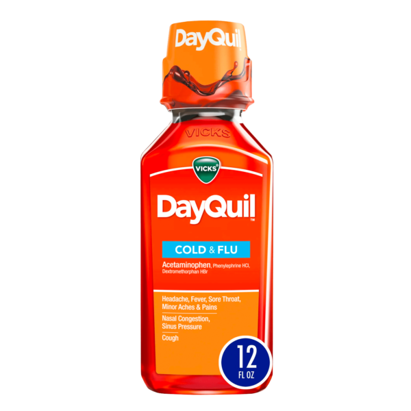 Vicks DayQuil Daytime Cold, Cough and Flu Liquid Medicine, 12 fl oz