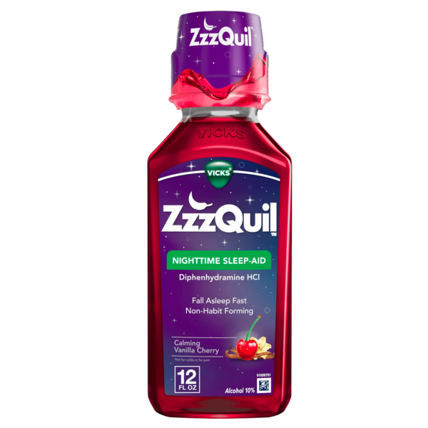 Vicks Zzzquil Nighttime Sleep Aid Liquid, Vanilla Cherry Flavor, 12 fl oz