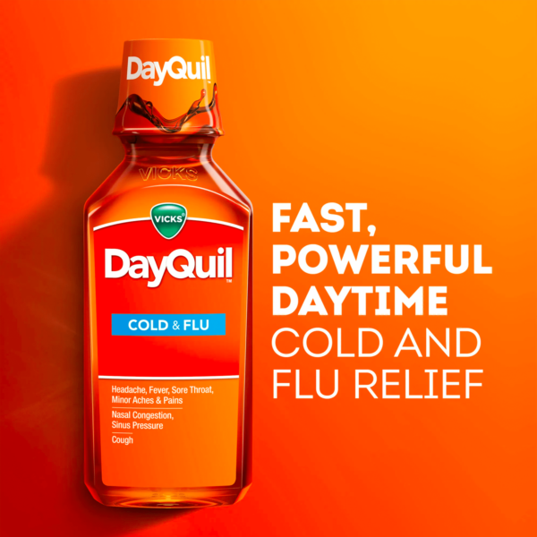 Vicks DayQuil Daytime Cold, Cough and Flu Liquid Medicine, 12 fl oz - Image 3