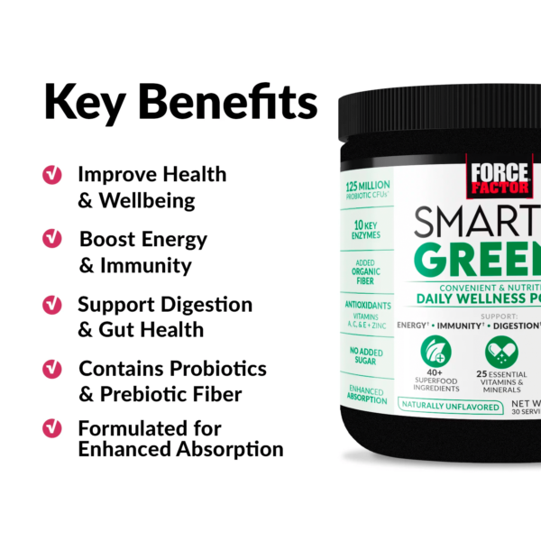 Force Factor Smarter Greens Daily Wellness Greens Powder, Superfood Greens Supplement, 30 Servings - Image 4